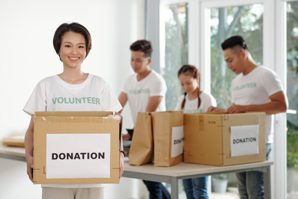 Woman working at donation center
